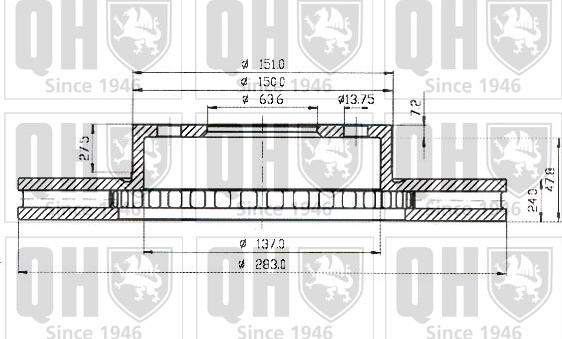 Quinton Hazell BDC3728 - Гальмівний диск autocars.com.ua