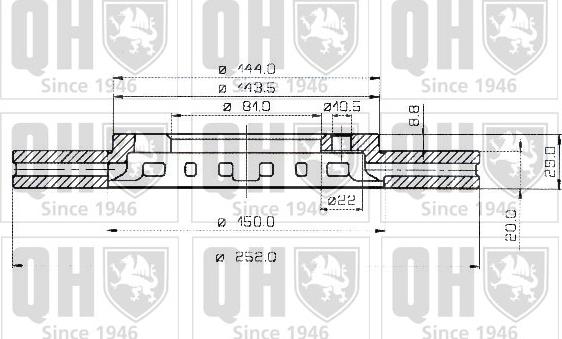 Quinton Hazell BDC3750 - Гальмівний диск autocars.com.ua