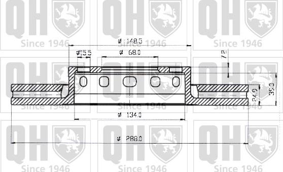 Quinton Hazell BDC3825 - Гальмівний диск autocars.com.ua