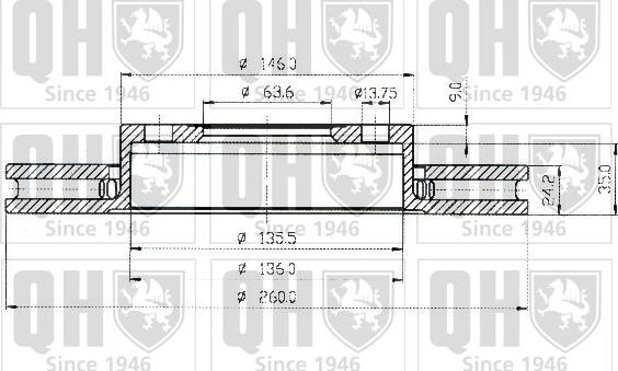 Quinton Hazell BDC4351 - Тормозной диск avtokuzovplus.com.ua