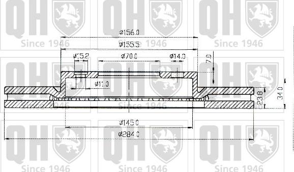 Quinton Hazell BDC4397 - Гальмівний диск autocars.com.ua