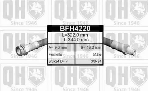Quinton Hazell BFH4220 - Гальмівний шланг autocars.com.ua