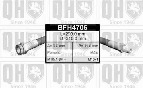 Quinton Hazell BFH4706 - Тормозной шланг avtokuzovplus.com.ua