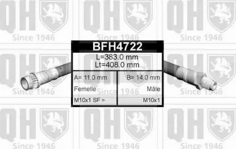 Quinton Hazell BFH4722 - Гальмівний шланг autocars.com.ua