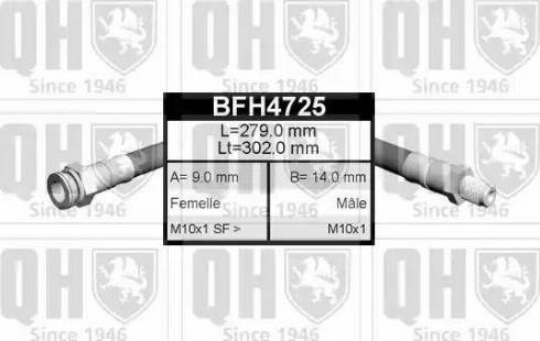 Quinton Hazell BFH4725 - Гальмівний шланг autocars.com.ua