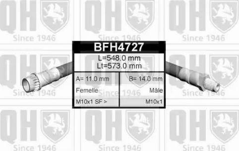 Quinton Hazell BFH4727 - Тормозной шланг autodnr.net