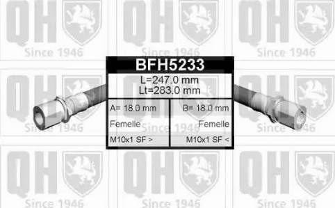 Quinton Hazell BFH5233 - Гальмівний шланг autocars.com.ua