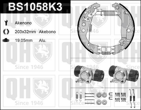 Quinton Hazell BS1058K3 - Комплект тормозных колодок, барабанные avtokuzovplus.com.ua