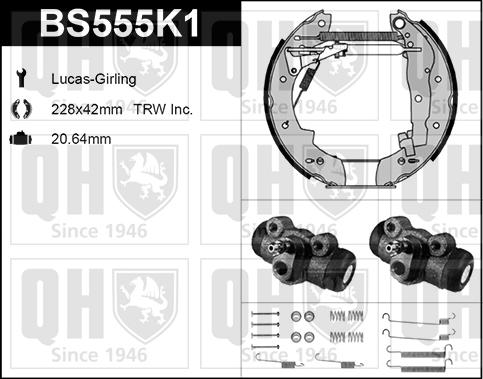 Quinton Hazell BS555K1 - Комплект гальм, барабанний механізм autocars.com.ua