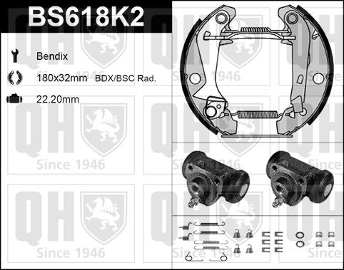 Quinton Hazell BS618K2 - Комплект тормозных колодок, барабанные avtokuzovplus.com.ua