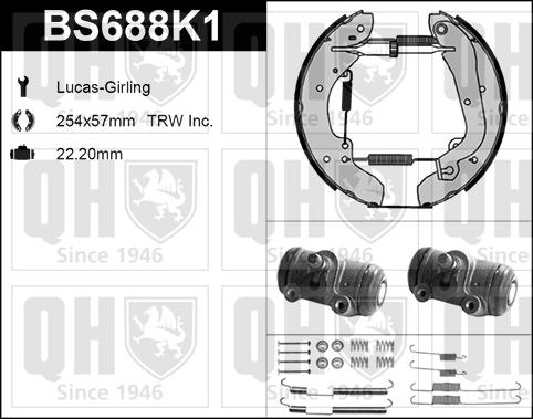 Quinton Hazell BS688K1 - Комплект тормозных колодок, барабанные avtokuzovplus.com.ua