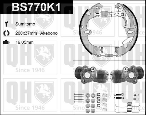 Quinton Hazell BS770K1 - Комплект гальм, барабанний механізм autocars.com.ua