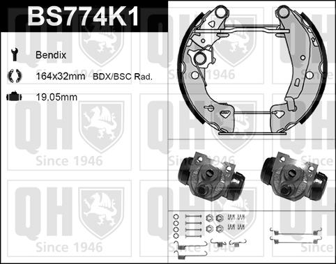 Quinton Hazell BS774K1 - Комплект гальм, барабанний механізм autocars.com.ua