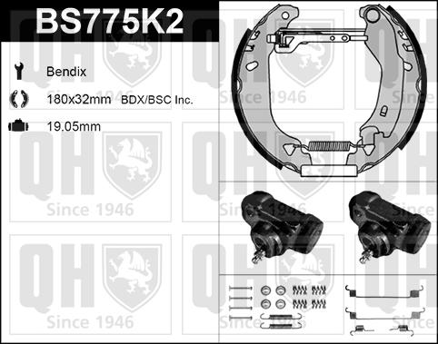 Quinton Hazell BS775K2 - Комплект гальм, барабанний механізм autocars.com.ua