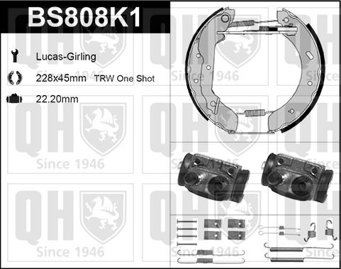 Quinton Hazell BS808K1 - Комплект гальм, барабанний механізм autocars.com.ua