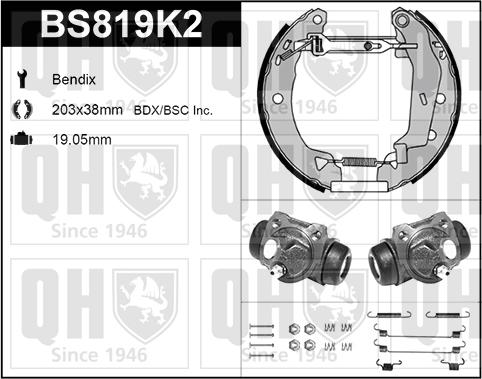 Quinton Hazell BS819K2 - Комплект тормозных колодок, барабанные avtokuzovplus.com.ua