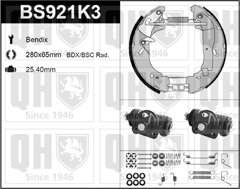 Quinton Hazell BS921K3 - Комплект гальм, барабанний механізм autocars.com.ua