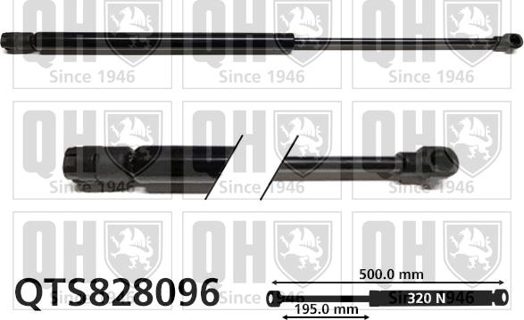 Quinton Hazell QTS828096 - Газовая пружина, упор avtokuzovplus.com.ua