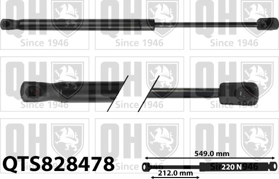 Quinton Hazell QTS828478 - Газова пружина, кришка багажник autocars.com.ua