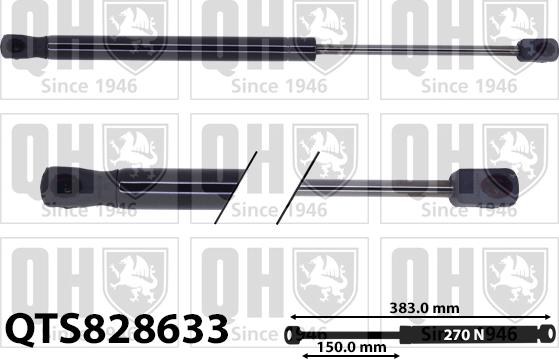 Quinton Hazell QTS828633 - Газова пружина, капот autocars.com.ua