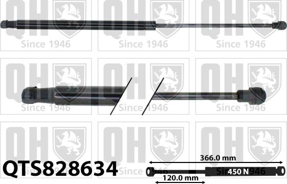 Quinton Hazell QTS828634 - Газова пружина, кришка багажник autocars.com.ua