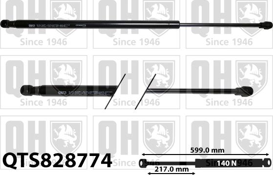 Quinton Hazell QTS828774 - Газова пружина, кришка багажник autocars.com.ua