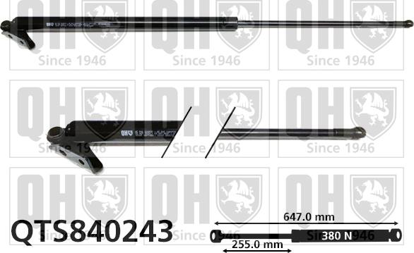 Quinton Hazell QTS840243 - Газова пружина, кришка багажник autocars.com.ua
