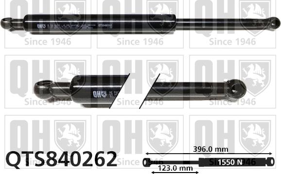 Quinton Hazell QTS840262 - Газовая пружина, упор avtokuzovplus.com.ua