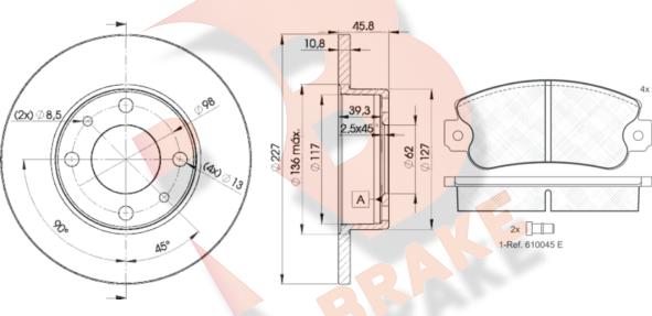 R Brake 3R04185812 - Комплект гальм, дисковий гальмівний механізм autocars.com.ua