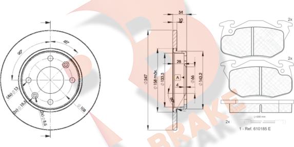 R Brake 3R06334689 - Комплект гальм, дисковий гальмівний механізм autocars.com.ua