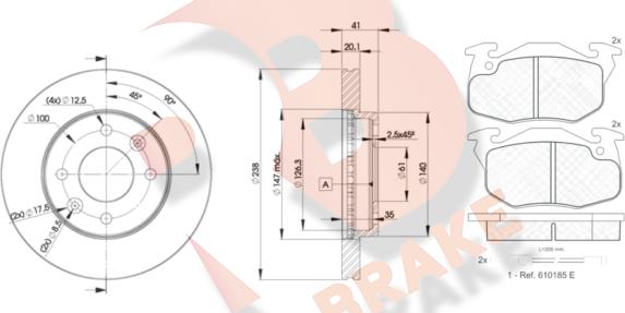 R Brake 3R06336572 - Комплект гальм, дисковий гальмівний механізм autocars.com.ua