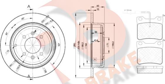 R Brake 3R07874250 - Комплект гальм, дисковий гальмівний механізм autocars.com.ua