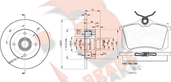 R Brake 3R07893393 - Комплект гальм, дисковий гальмівний механізм autocars.com.ua