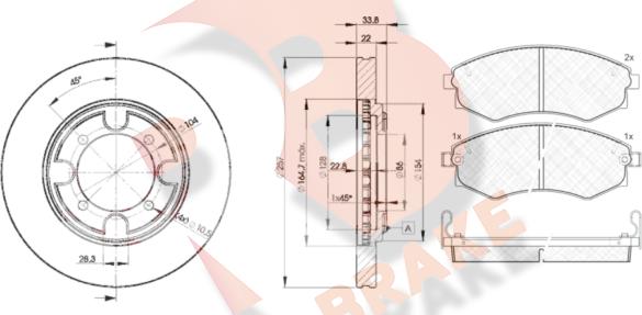 R Brake 3R08772830 - Комплект гальм, дисковий гальмівний механізм autocars.com.ua