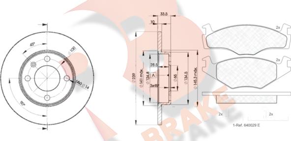 R Brake 3R10485304 - Комплект гальм, дисковий гальмівний механізм autocars.com.ua