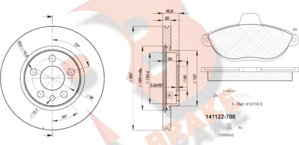 R Brake 3R11224683 - Комплект гальм, дисковий гальмівний механізм autocars.com.ua