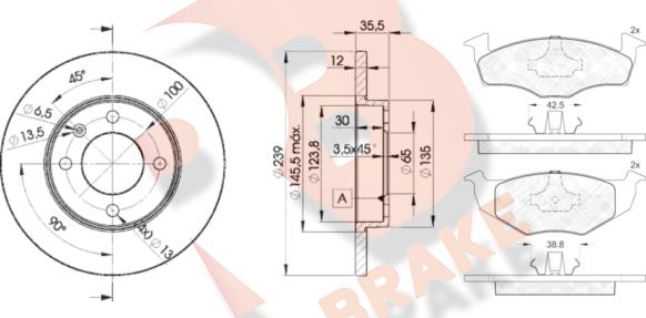 R Brake 3R11783300 - Комплект гальм, дисковий гальмівний механізм autocars.com.ua