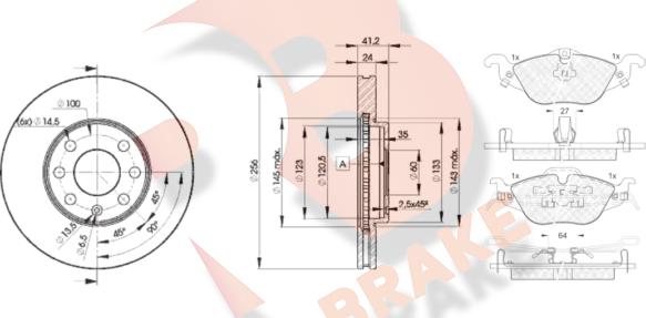 R Brake 3R12497879 - Комплект гальм, дисковий гальмівний механізм autocars.com.ua