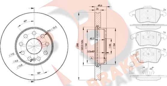 R Brake 3R15675615 - Комплект гальм, дисковий гальмівний механізм autocars.com.ua