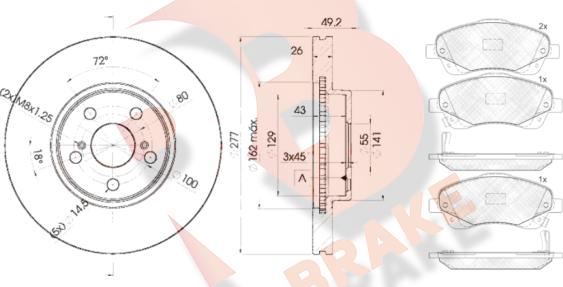 R Brake 3R15730504 - Комплект гальм, дисковий гальмівний механізм autocars.com.ua