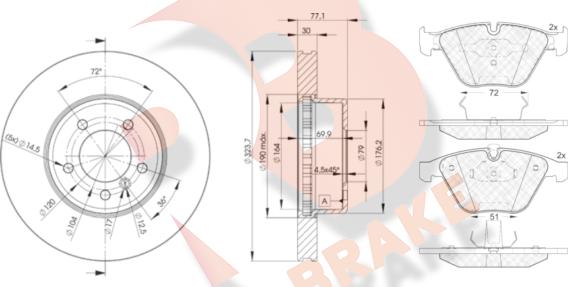 R Brake 3R15773221 - Комплект гальм, дисковий гальмівний механізм autocars.com.ua