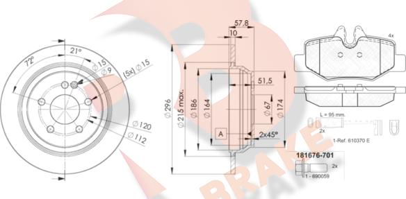 R Brake 3R16760416 - Комплект гальм, дисковий гальмівний механізм autocars.com.ua