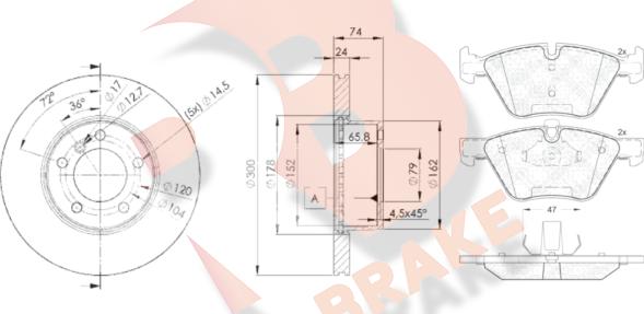 R Brake 3R1683-3405 - Комплект гальм, дисковий гальмівний механізм autocars.com.ua