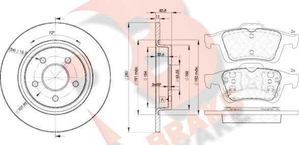 R Brake 3R17433962 - Комплект гальм, дисковий гальмівний механізм autocars.com.ua