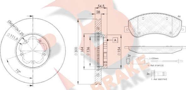 R Brake 3R17935630 - Комплект гальм, дисковий гальмівний механізм autocars.com.ua