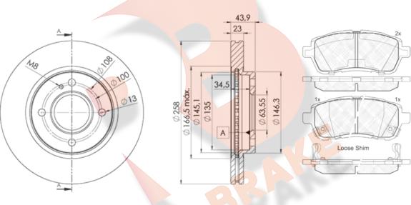 R Brake 3R18815636 - Комплект гальм, дисковий гальмівний механізм autocars.com.ua