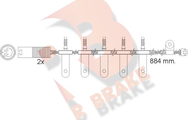 R Brake 610500RB - Сигналізатор, знос гальмівних колодок autocars.com.ua