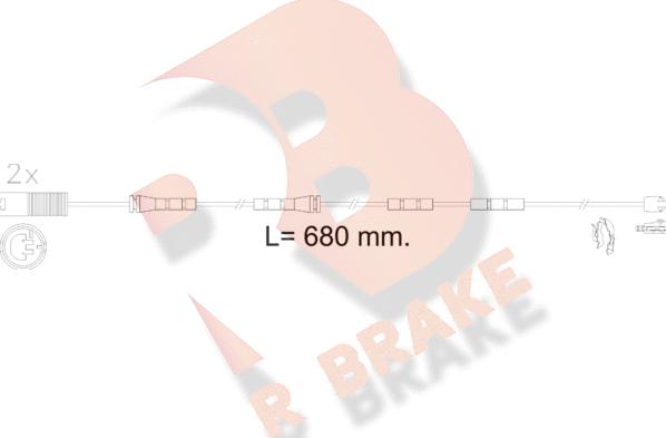R Brake 610606RB - Сигналізатор, знос гальмівних колодок autocars.com.ua
