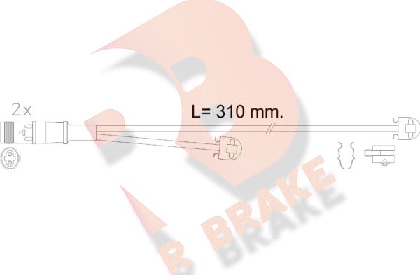 R Brake 610613RB - Сигналізатор, знос гальмівних колодок autocars.com.ua