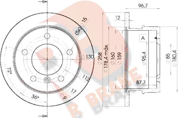 R Brake 78RBD10184 - Гальмівний диск autocars.com.ua